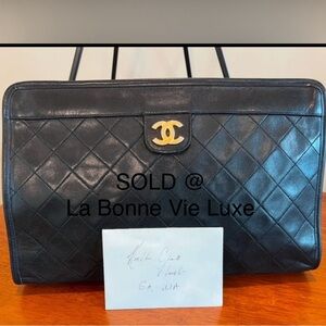 💯 Chanel CC Matelasse Lambskin Clutch, Black